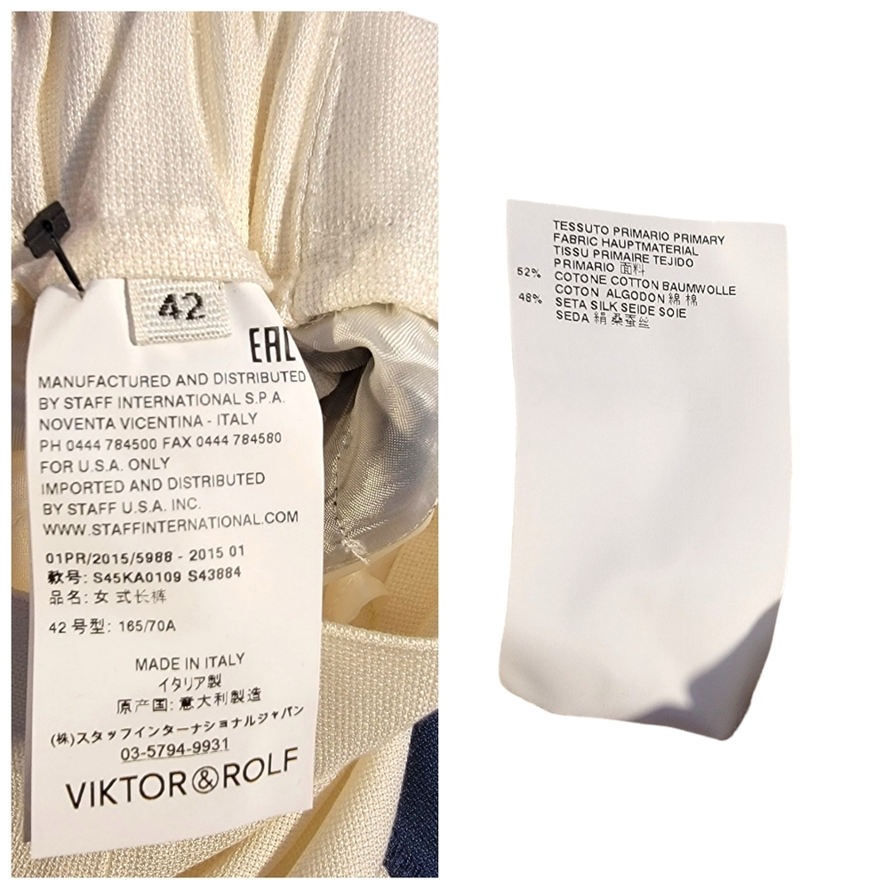Viktor & Rolf Made in Italy Cotton Silk Blend Designer Palazzo Wide Leg Pants 42 - Picture 12 of 16